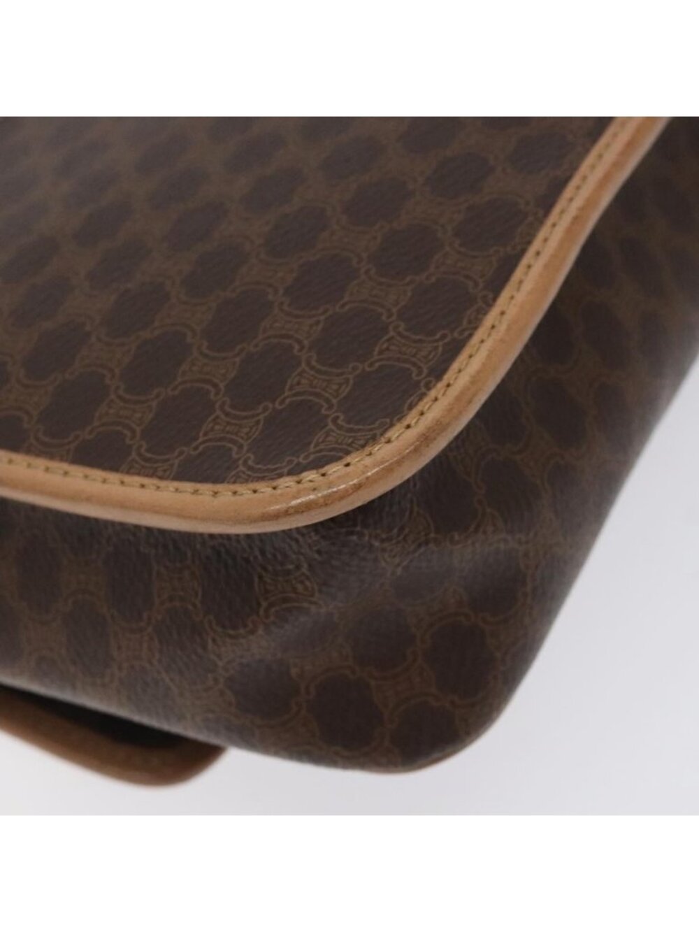 Authentic CELINE Macadam Canvas Shoulder Bag PVC Leather Brown Gold - Picture 8 of 16